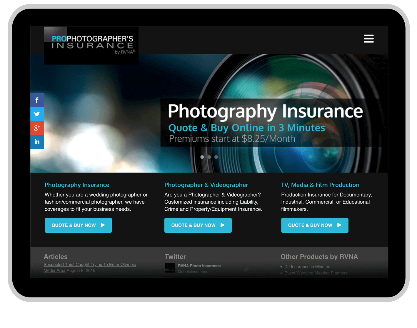 Pro Photographer Insurance • SPECTODESIGN