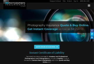 photographer insurance web application